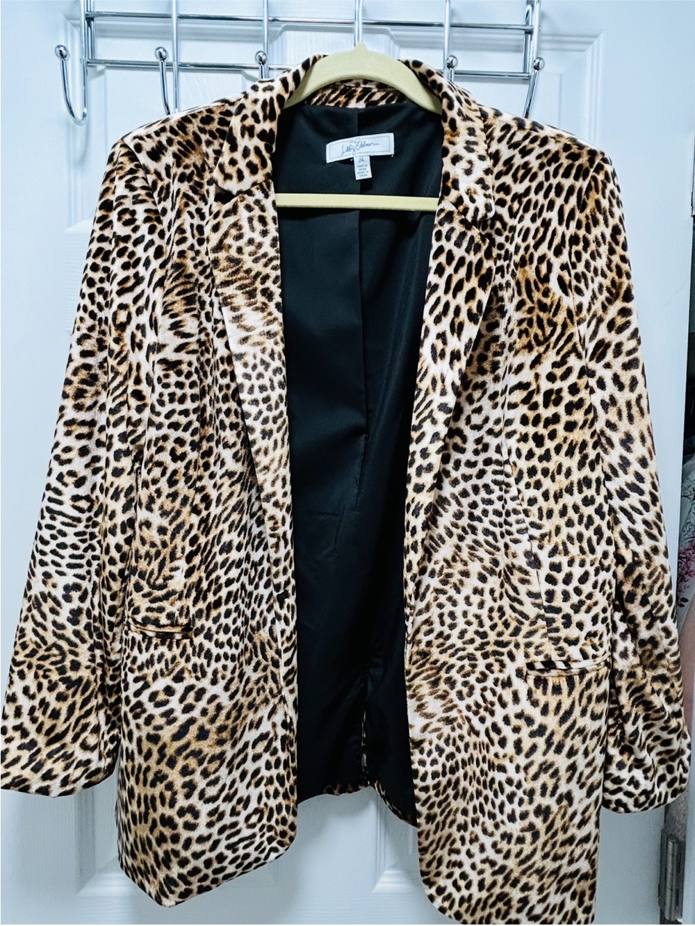 Libby Edelman Velvet Leopard Print Blazer Jacket XL Mob Wife Aesthetic